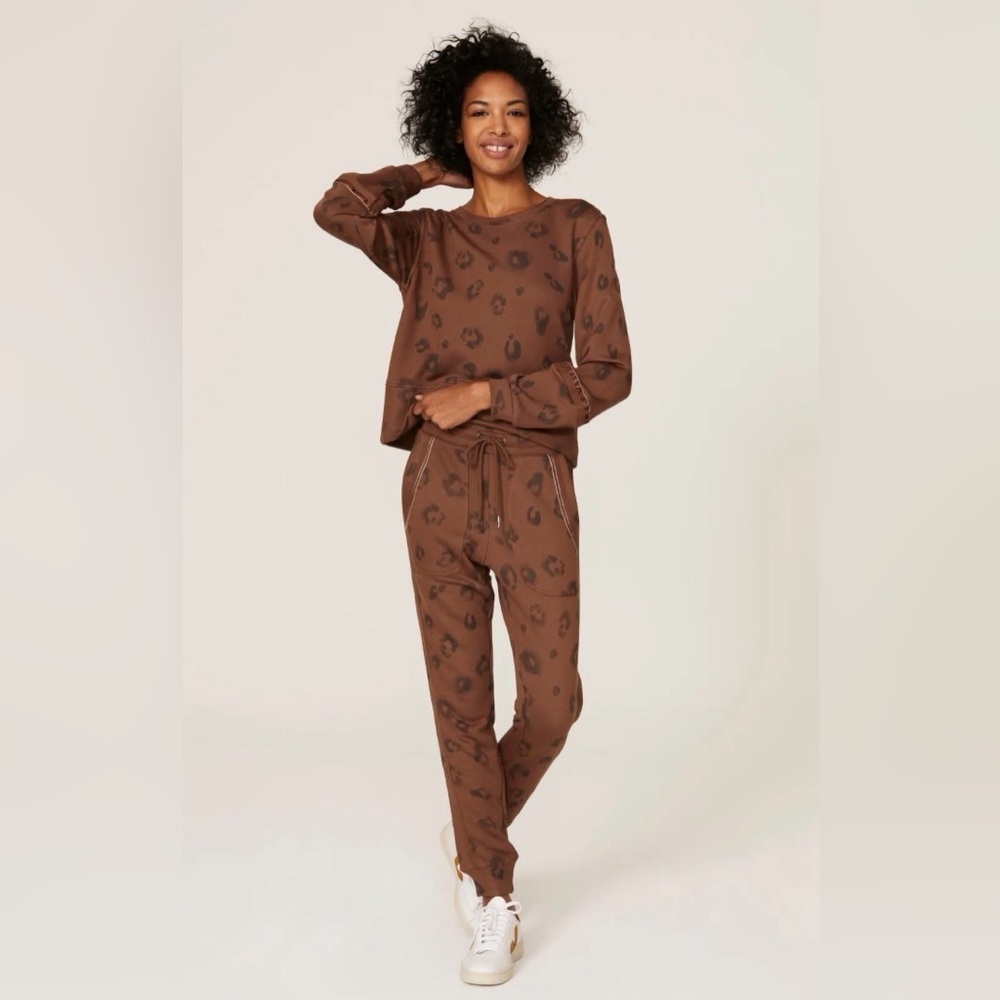 Splendid Corinna “Tiger Eye”👁️ Print Sweat Suit Top and Bottom